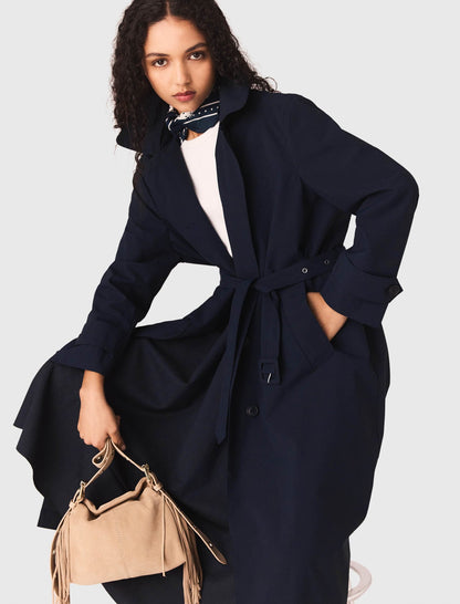 Removable rhinestone-hood trench | Maje
