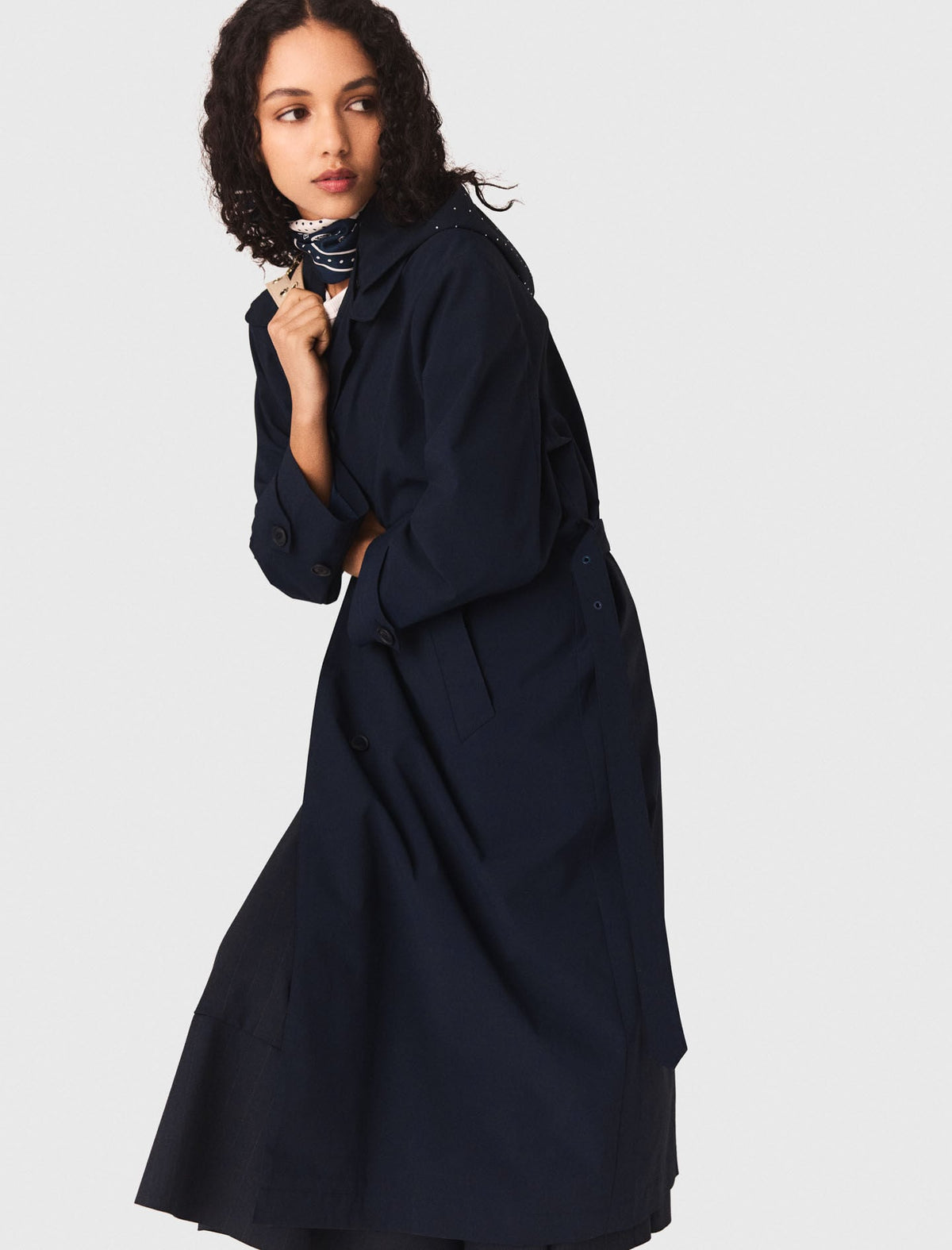 Removable rhinestone-hood trench | Maje