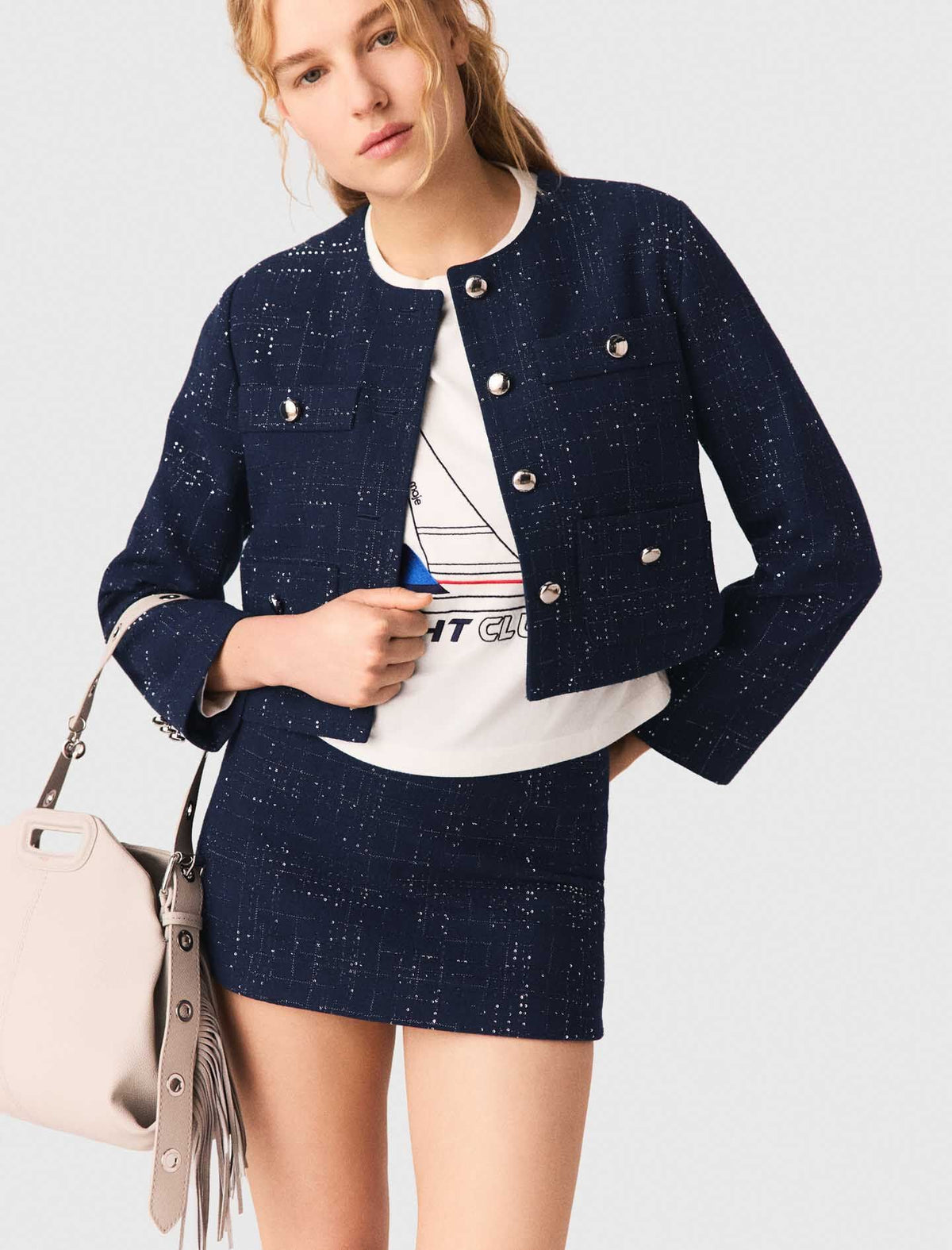 Embellished Cropped blazer | Maje
