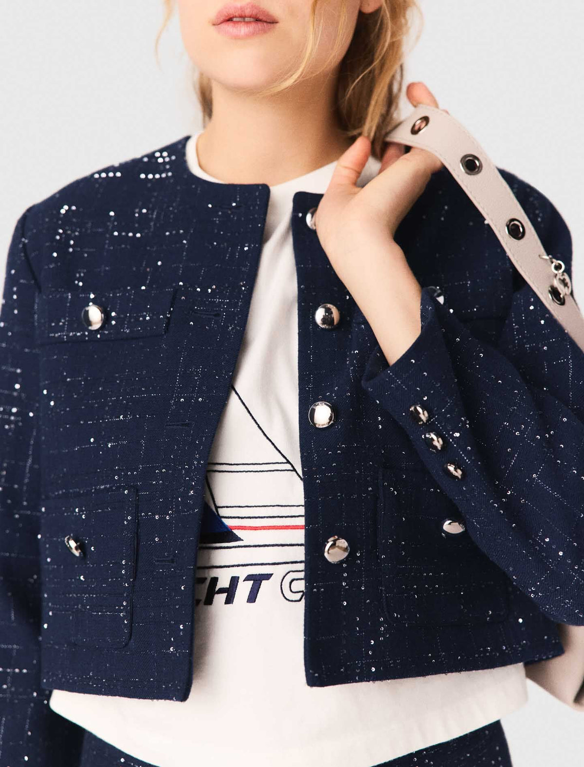 Embellished Cropped blazer | Maje