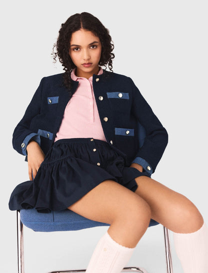 Tweed jacket with denim trim | Maje