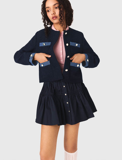 Tweed jacket with denim trim | Maje