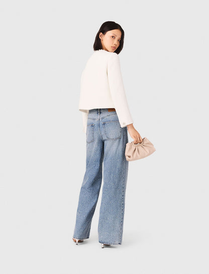 Tweed jacket with pearl trim | Maje