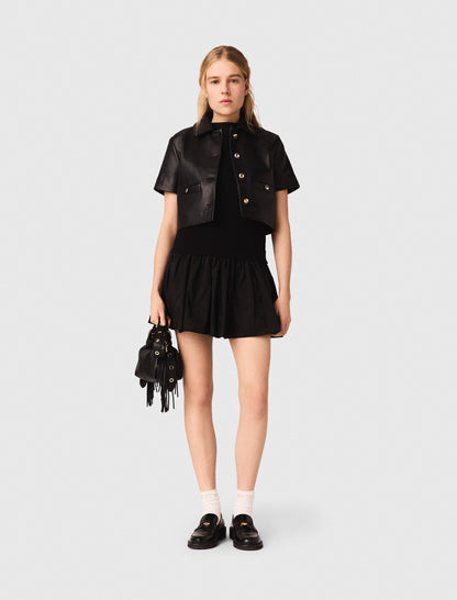 Cropped leather jacket | Maje