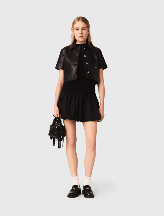 Cropped leather jacket | Maje