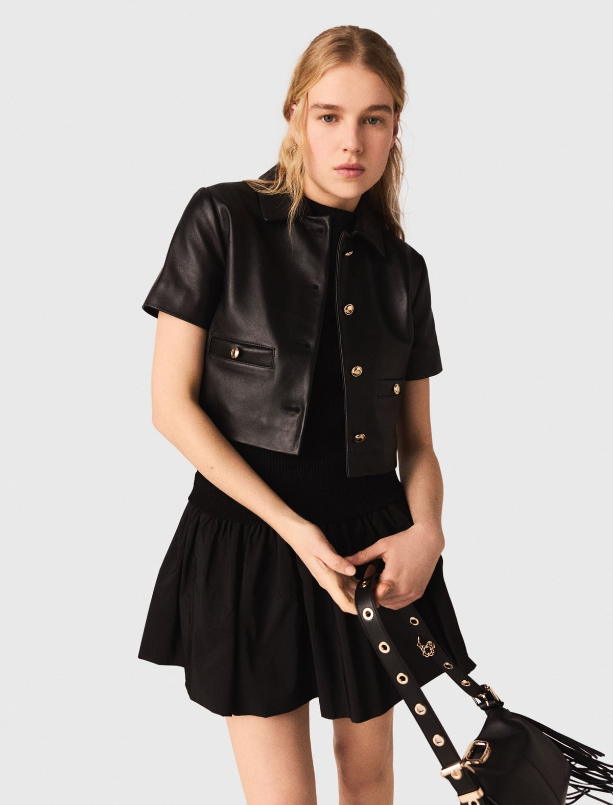Cropped leather jacket | Maje