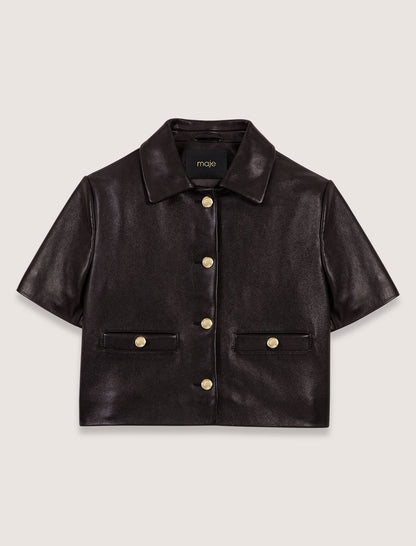 Cropped leather jacket | Maje