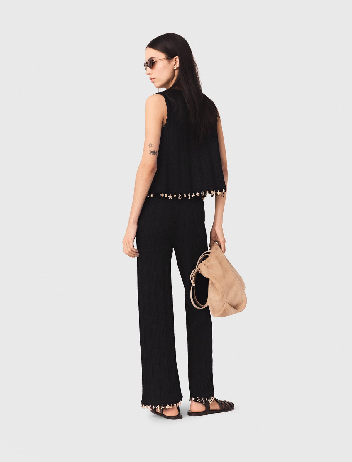 Jewelled knit trousers | Maje