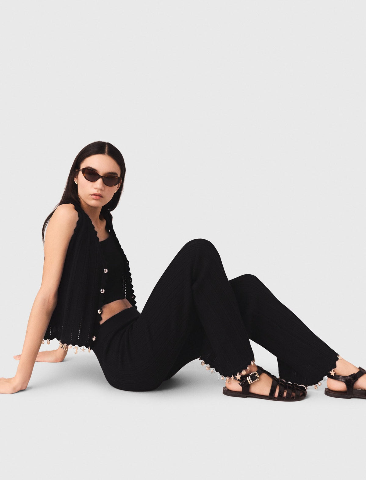 Jewelled knit trousers | Maje