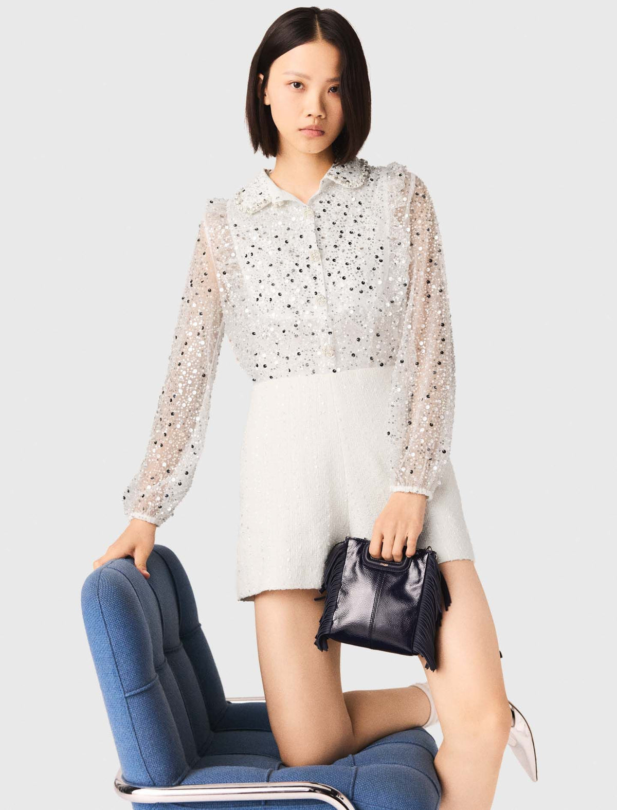 Sequin Tweed Jumpsuit | Maje