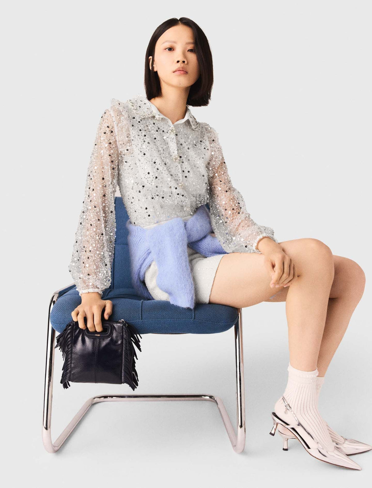 Sequin Tweed Jumpsuit | Maje