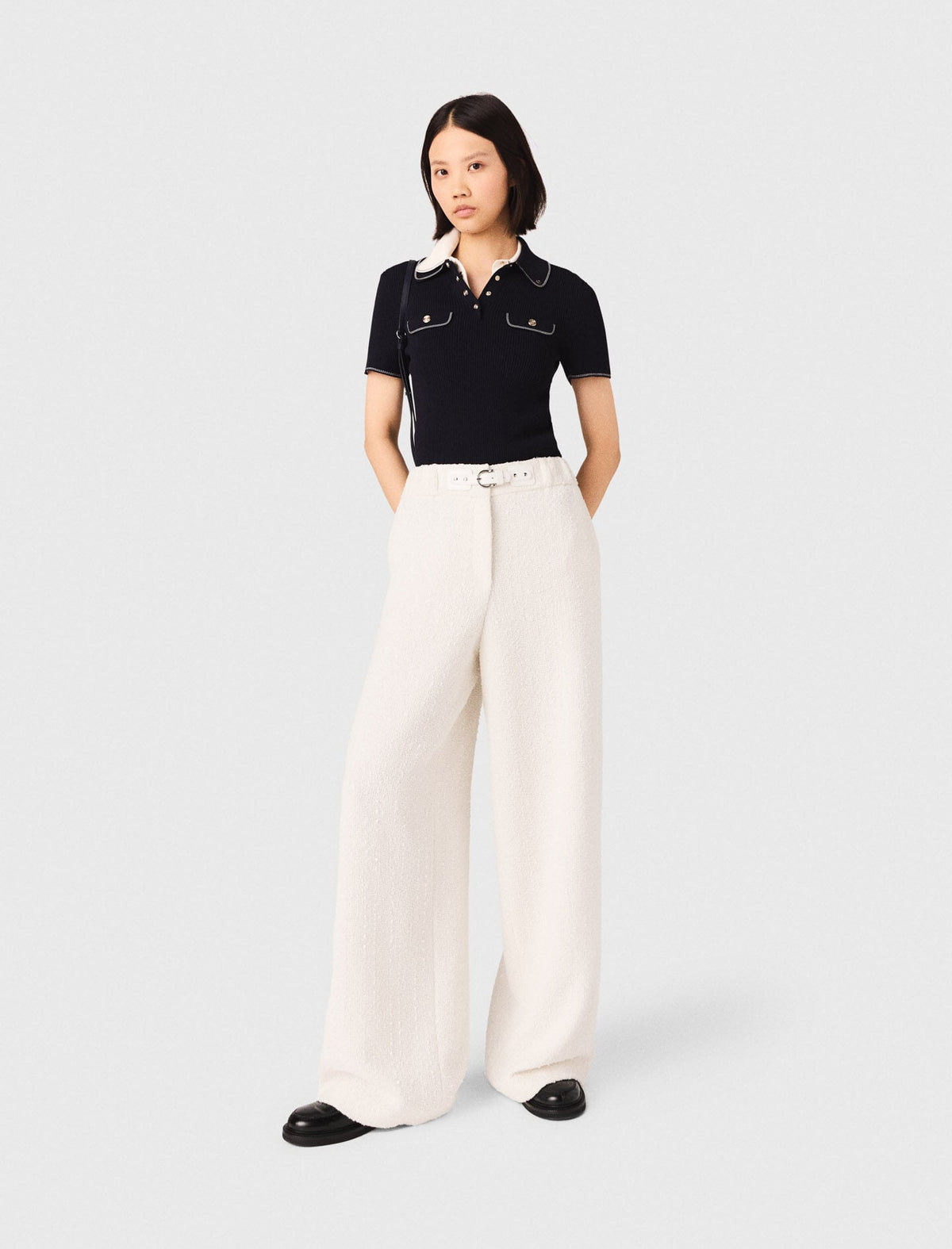 Wide-leg tweed trousers | Maje