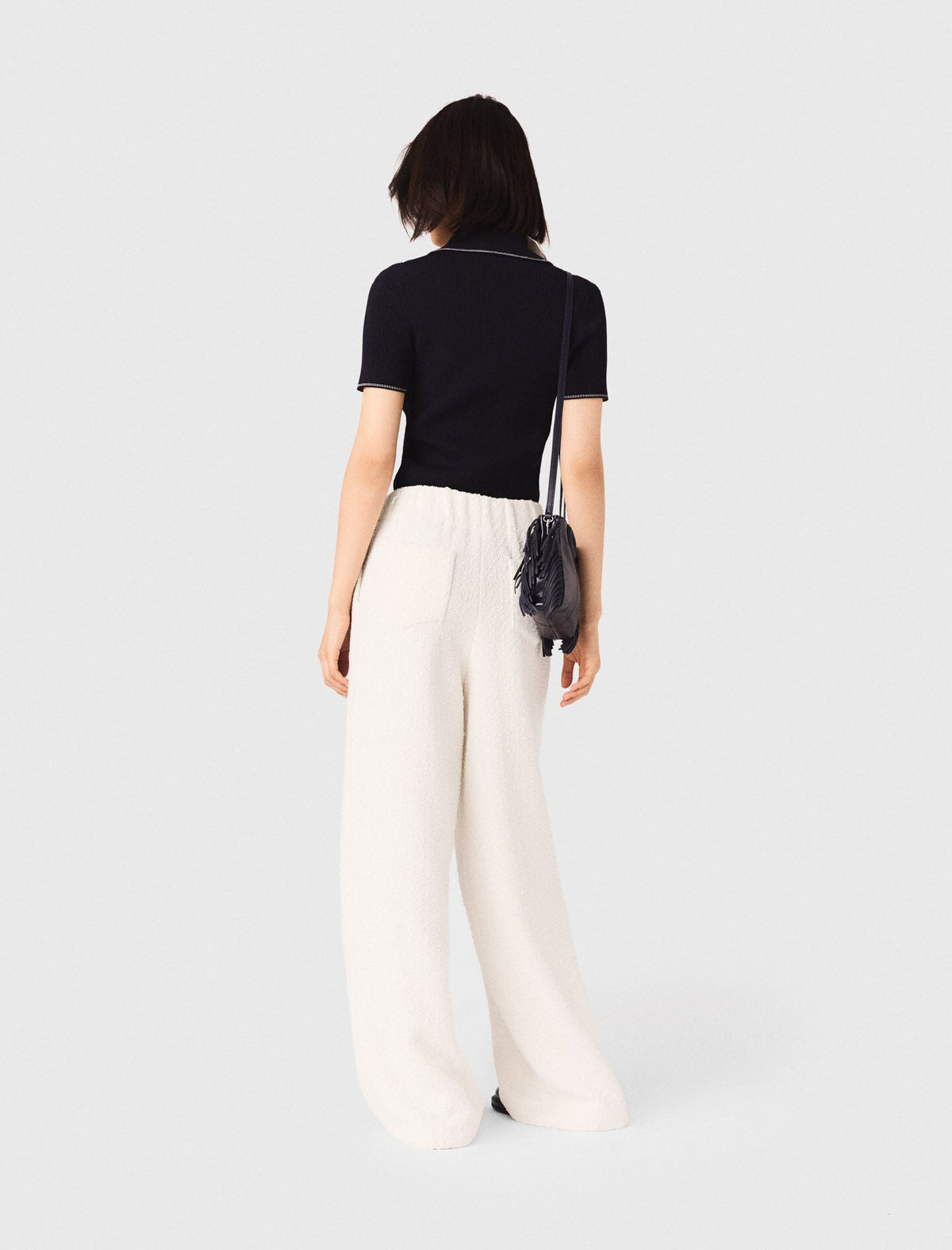 Wide-leg tweed trousers | Maje