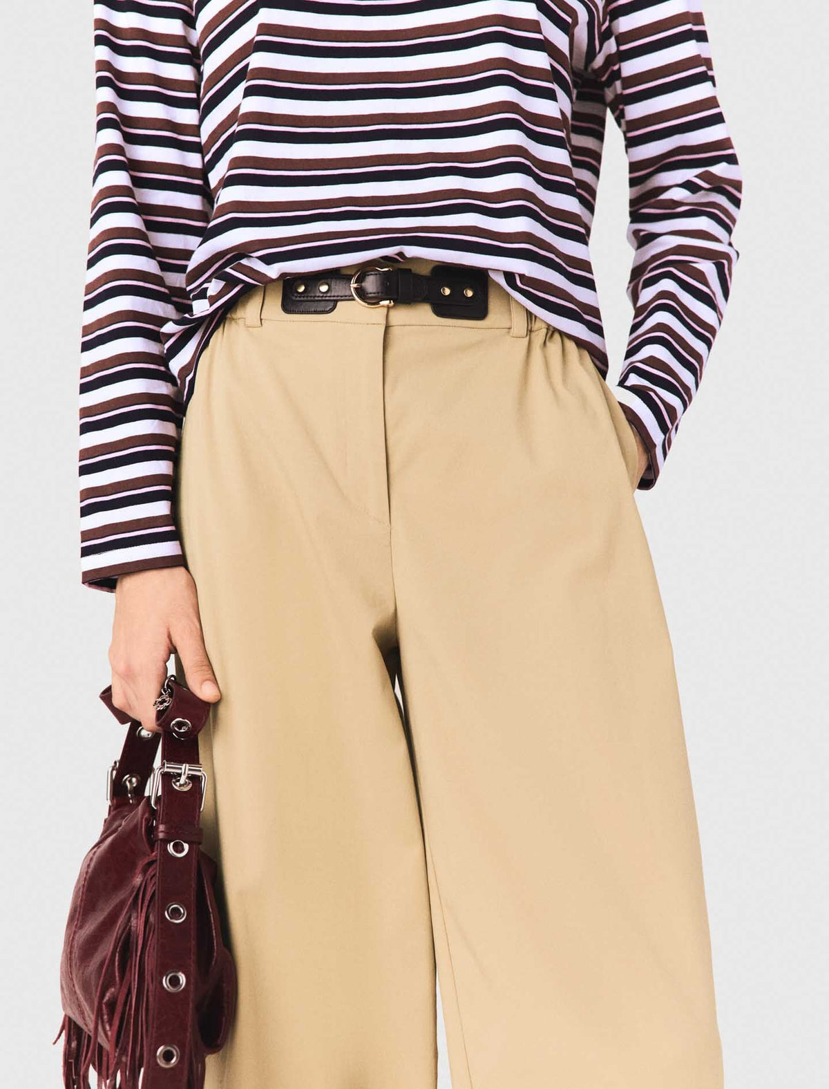 Wide-leg cotton pants | Maje