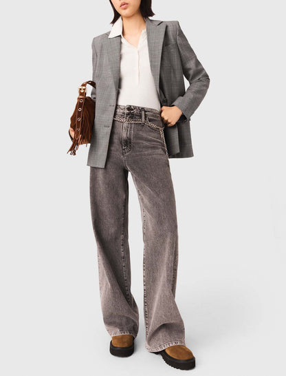 Wide-leg jeans with chain-link belt | Maje