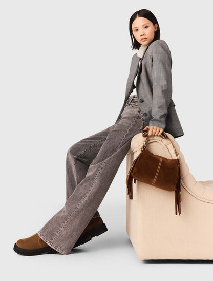 Wide-leg jeans with chain-link belt | Maje