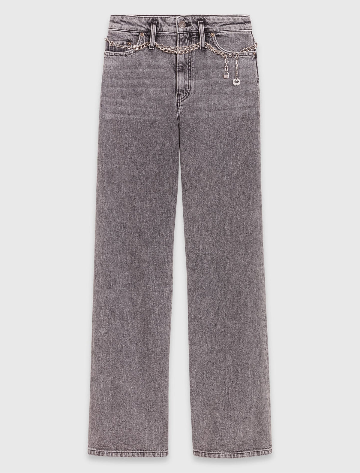 Wide-leg jeans with chain-link belt | Maje