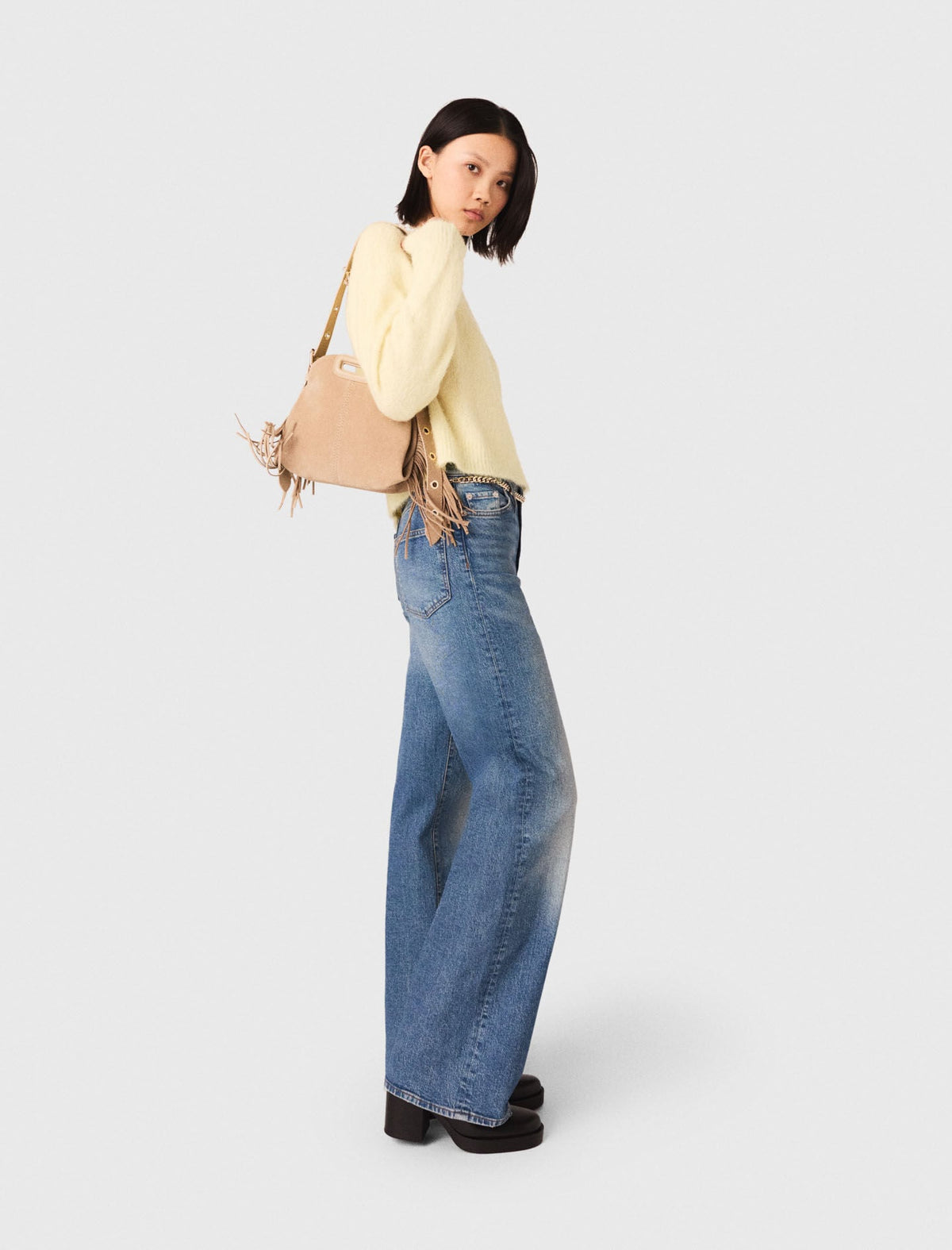 Jeans with chain-link belt | Maje
