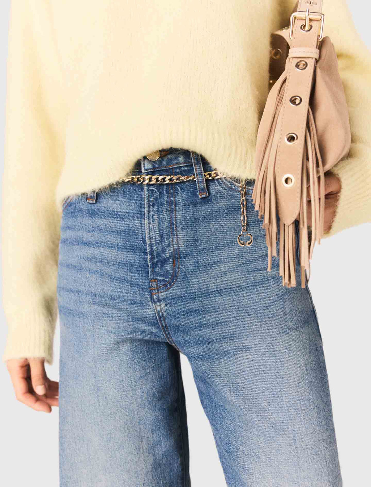 Jeans with chain-link belt | Maje
