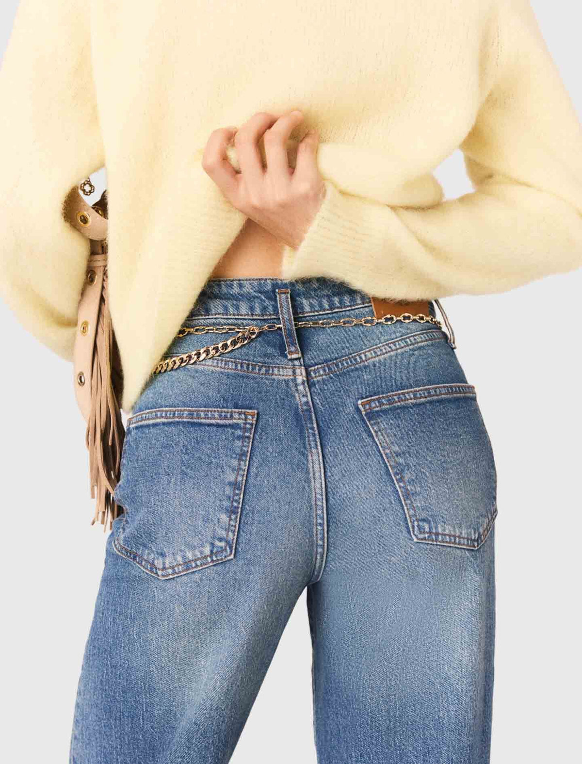 Jeans with chain-link belt | Maje