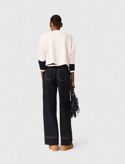 Cotton trousers with leather belt | Maje
