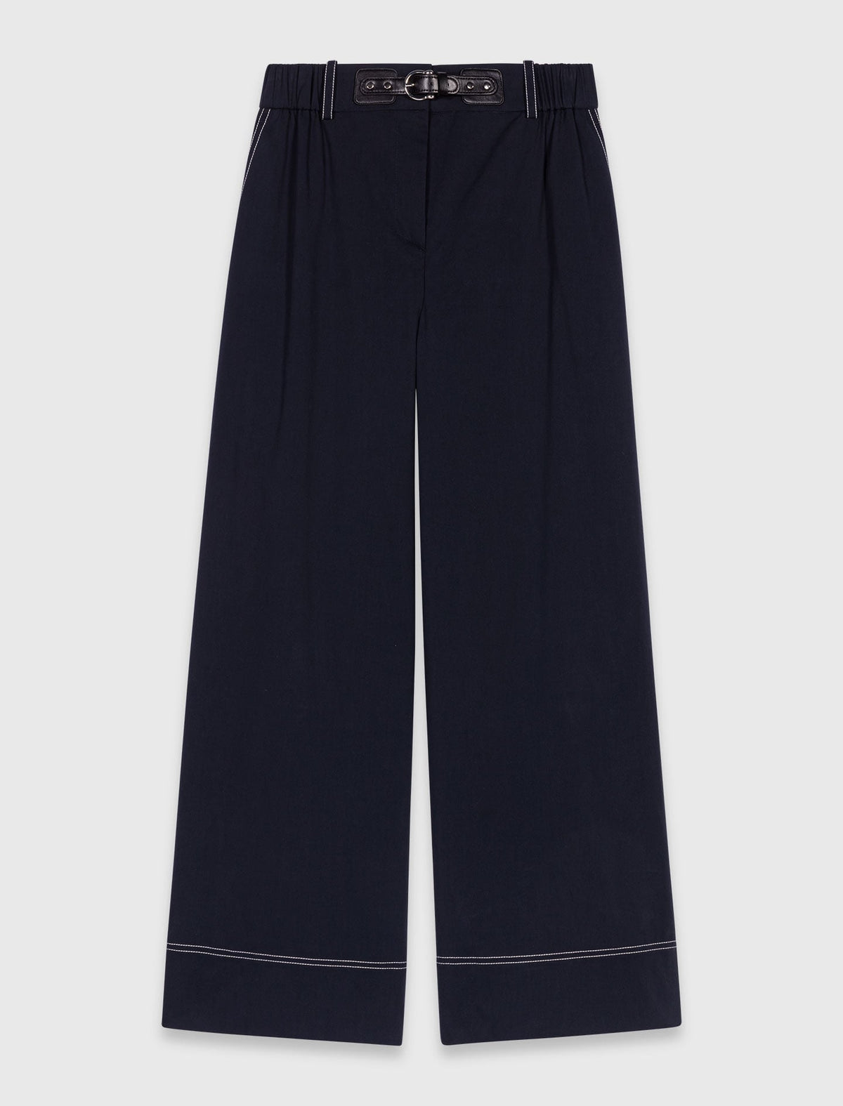 Cotton trousers with leather belt | Maje