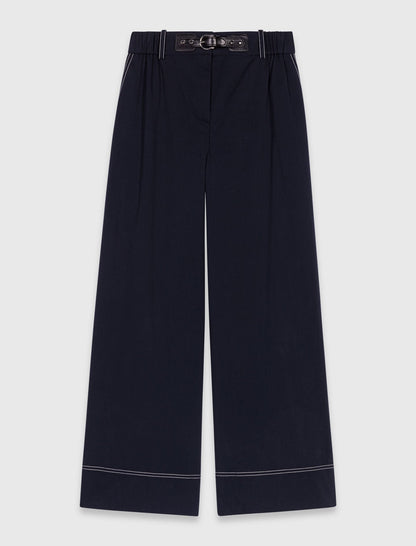 Cotton trousers with leather belt | Maje