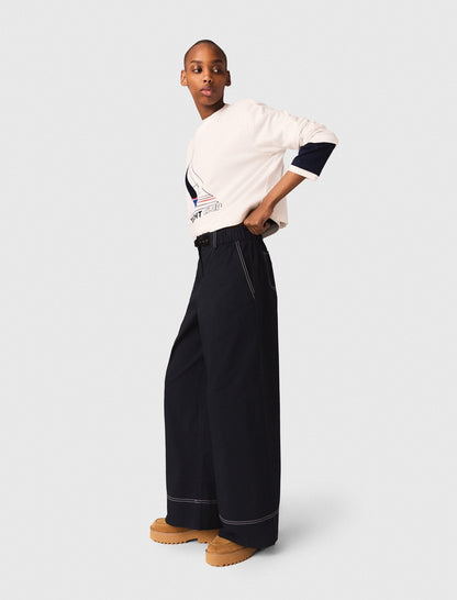 Cotton trousers with leather belt | Maje