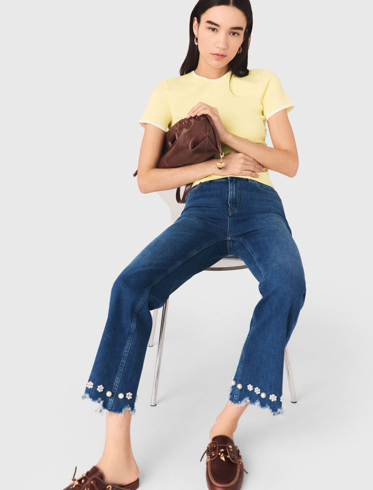 Beaded bootcut jeans | Maje