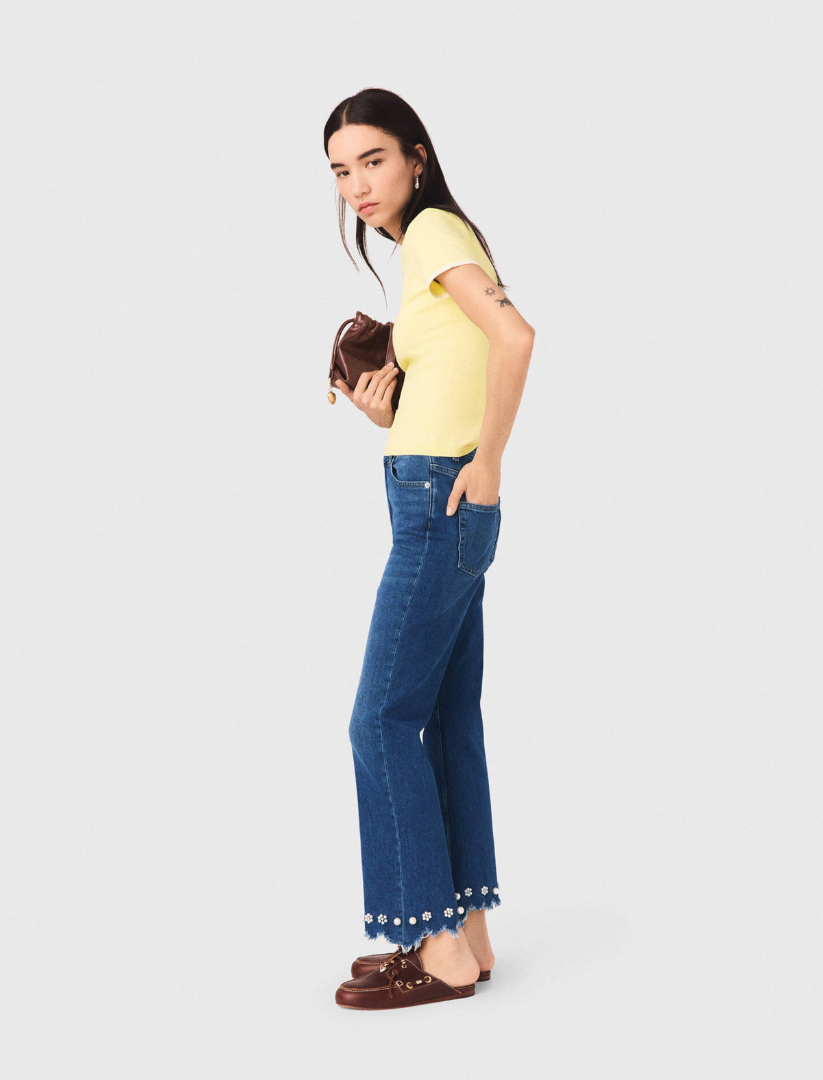 Beaded bootcut jeans | Maje