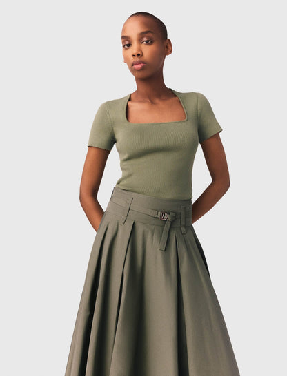 Square-neck ribbed sweater | Maje