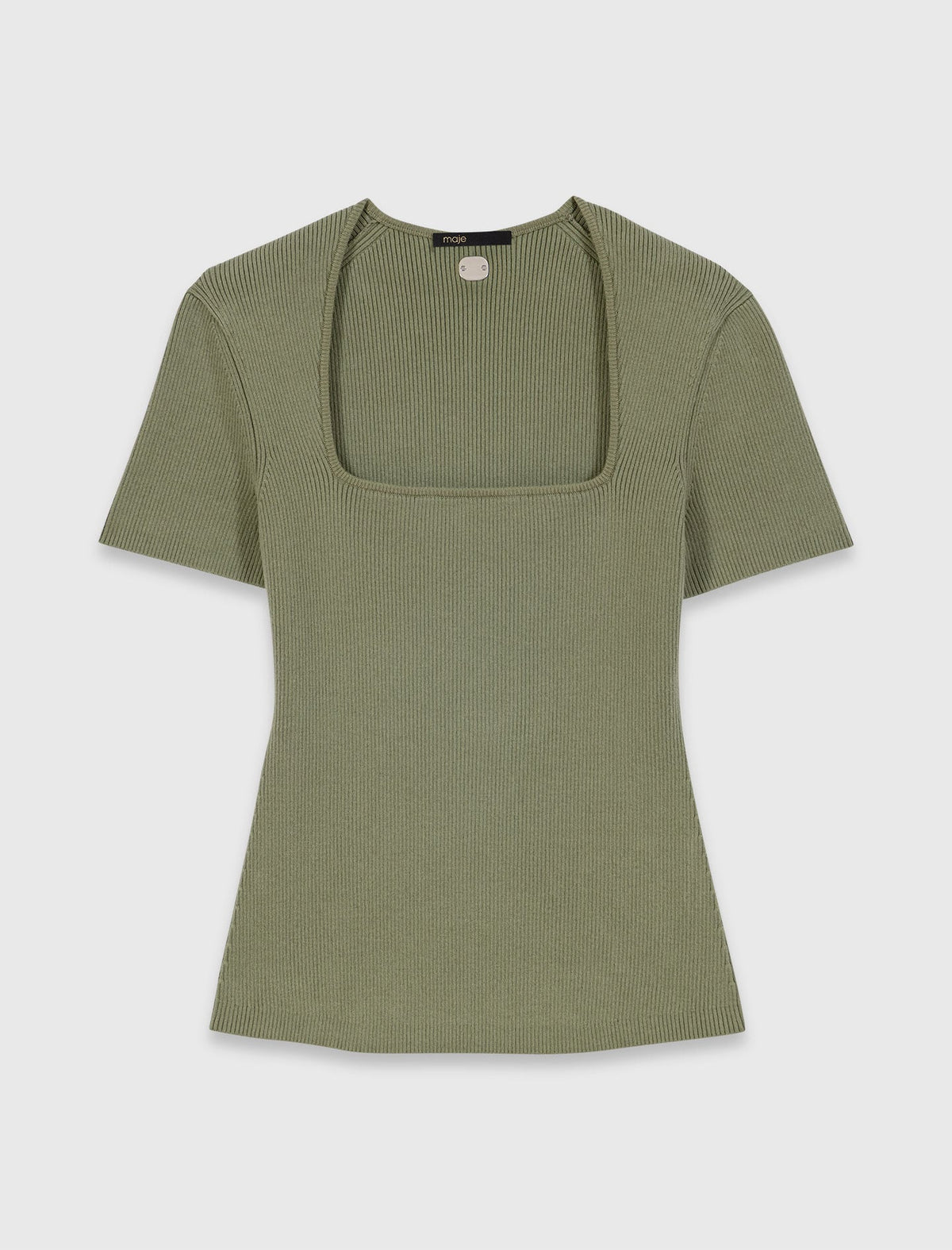 Square-neck ribbed sweater | Maje
