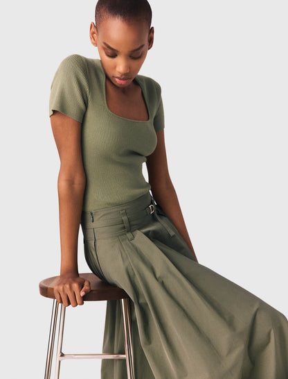 Square-neck ribbed sweater | Maje