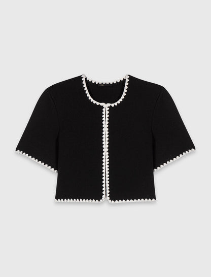 Topstitched cropped cardigan | Maje