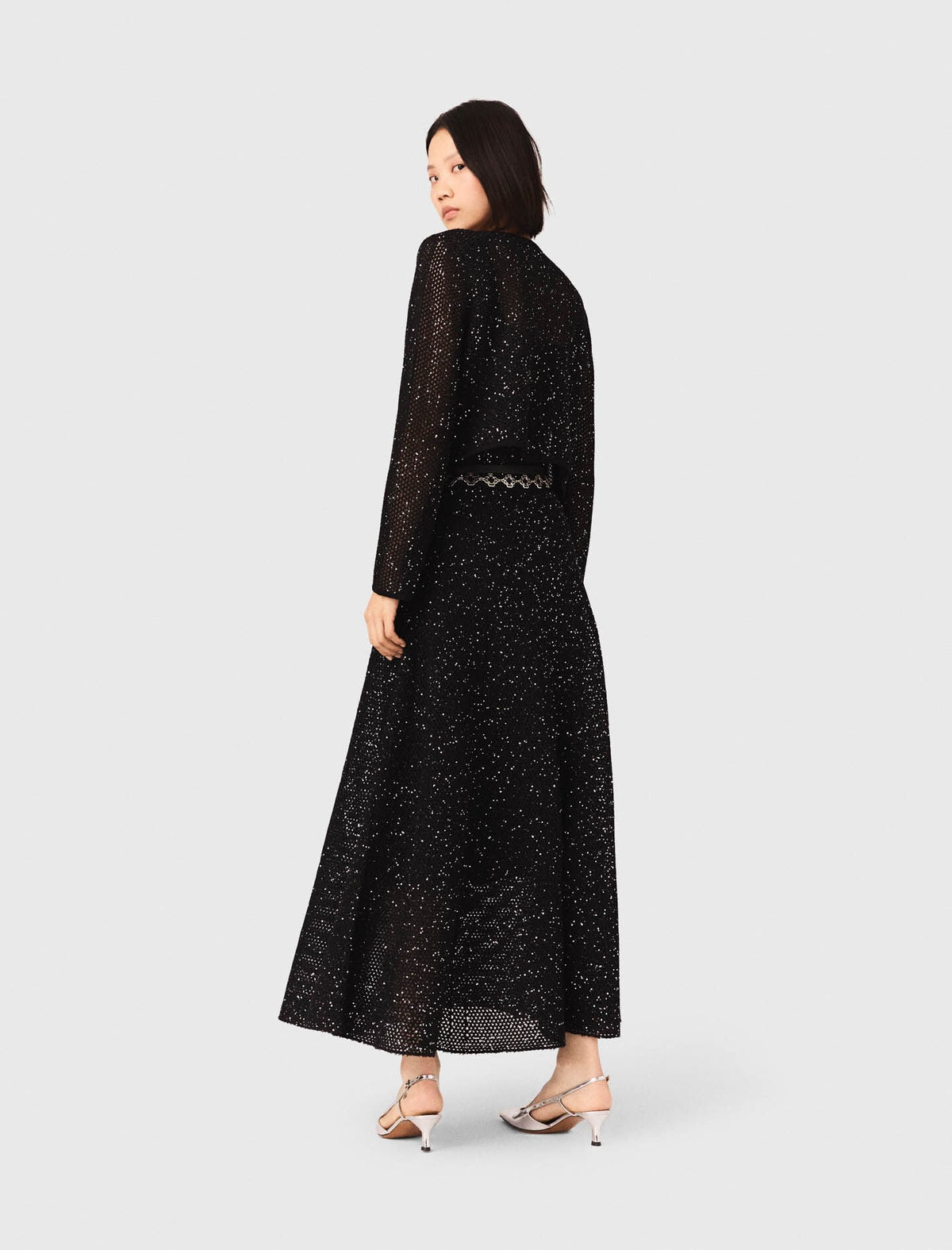 Rhinestone knit cardigan | Maje
