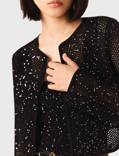 Rhinestone knit cardigan | Maje