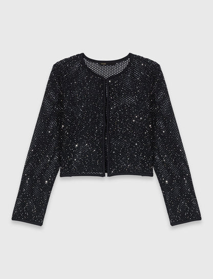 Rhinestone knit cardigan | Maje