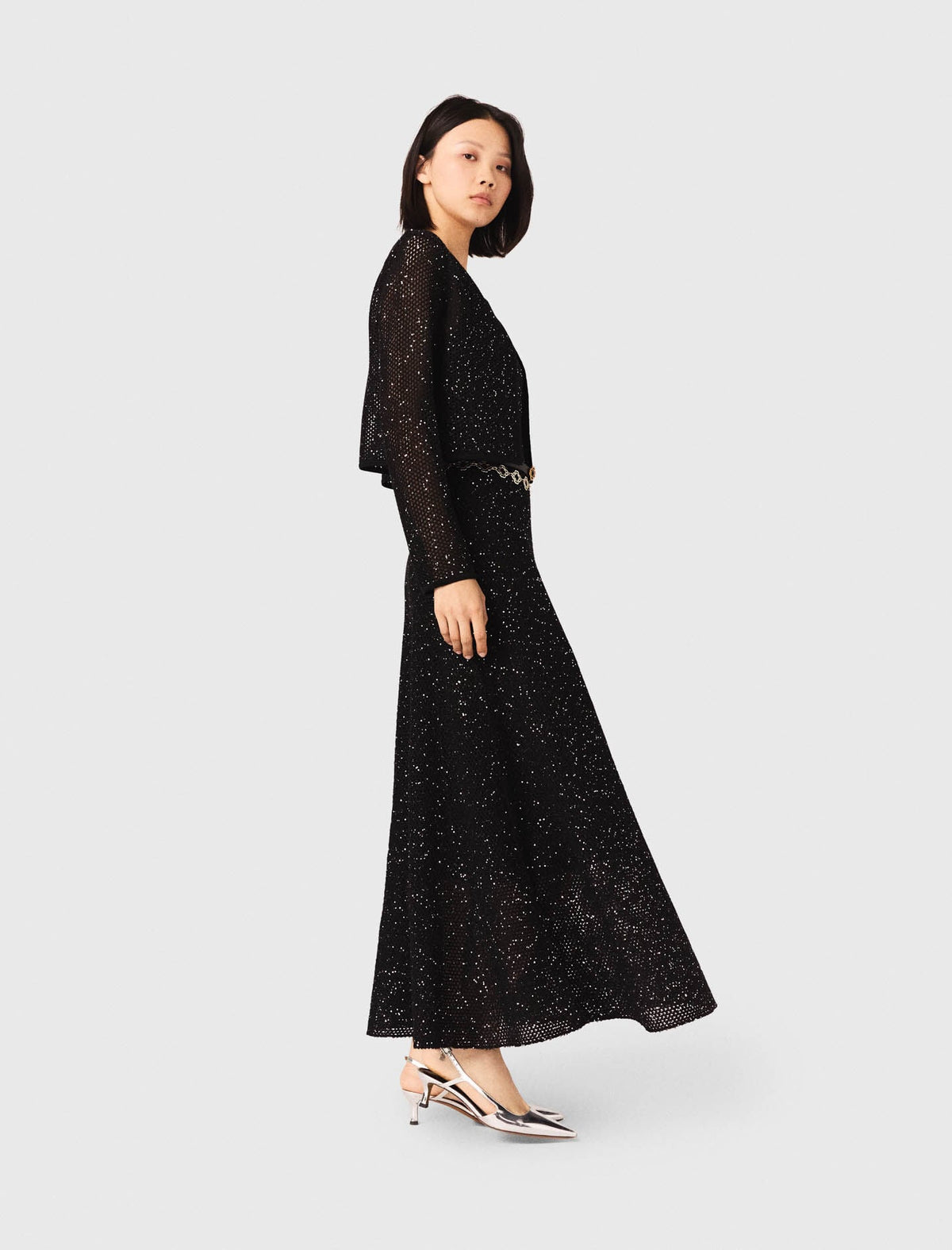 Rhinestone knit cardigan | Maje