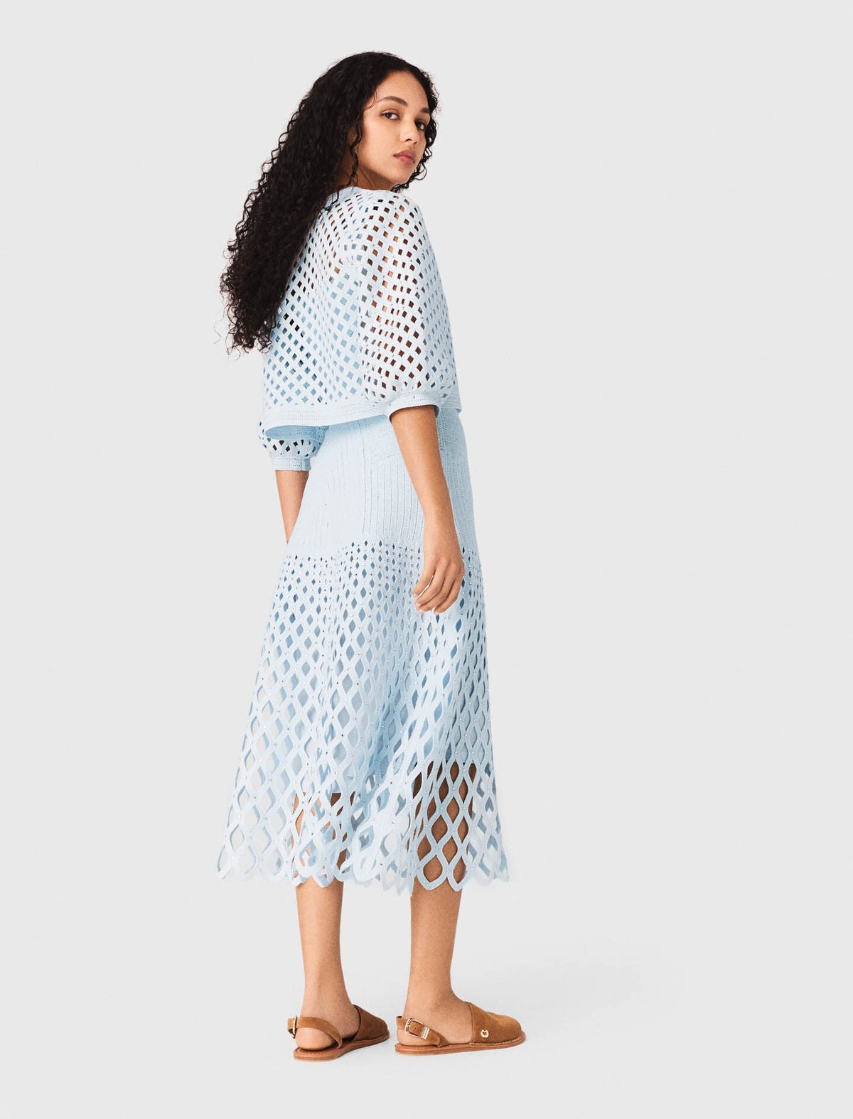 Rhinestone crochet cardigan | Maje