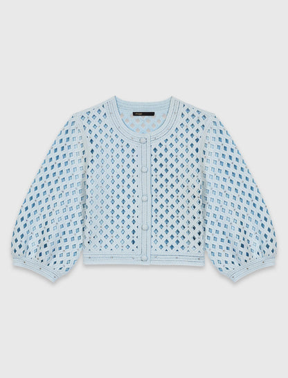 Rhinestone crochet cardigan | Maje