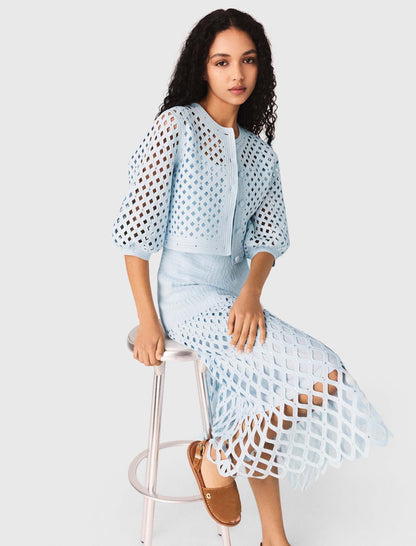 Rhinestone crochet cardigan | Maje