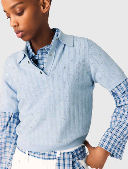 Cropped sweater with rhinestones | Maje