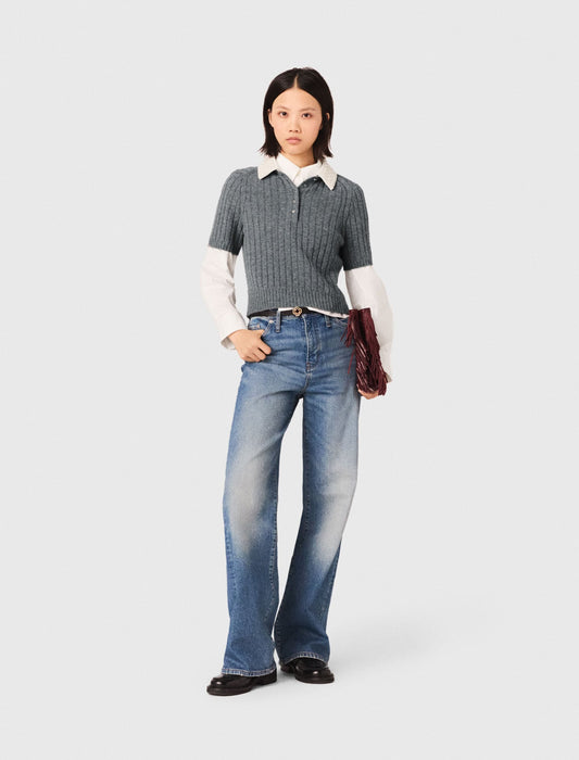 Removable beaded collar sweater | Maje