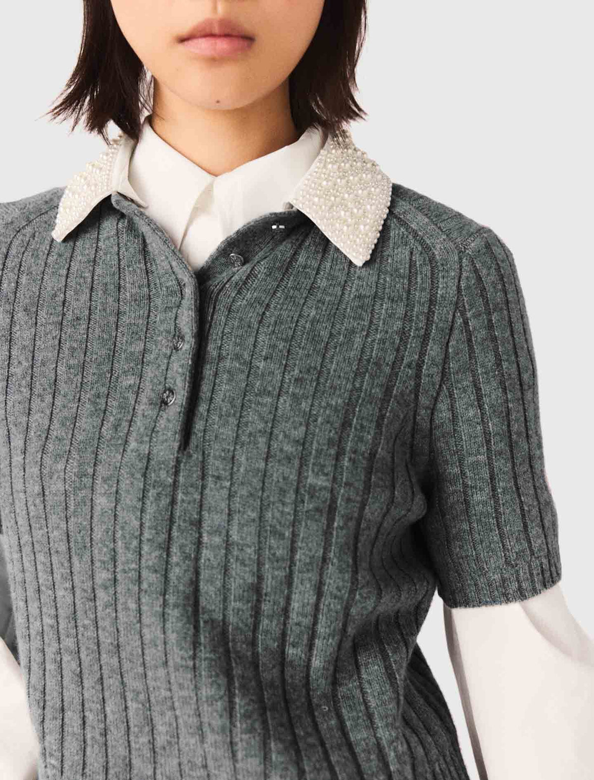Removable beaded collar sweater | Maje