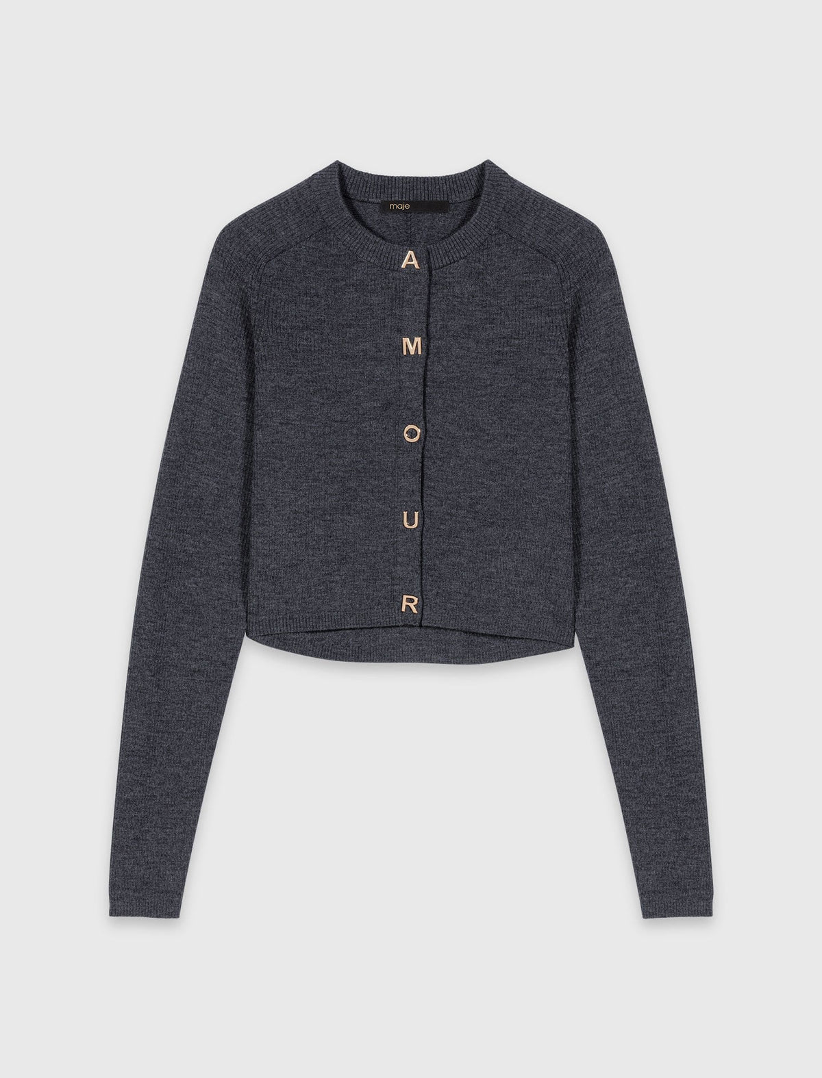 Amour round-neck rib knit cardigan | Maje