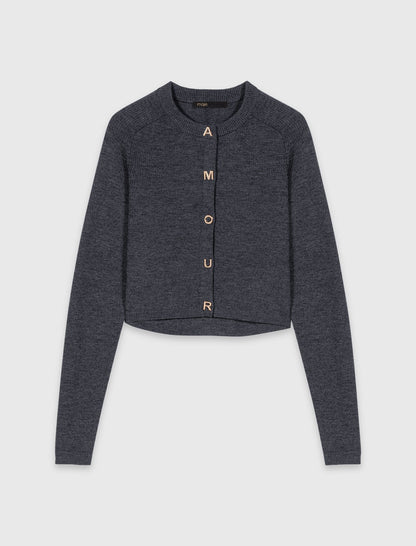 Amour round-neck rib knit cardigan | Maje