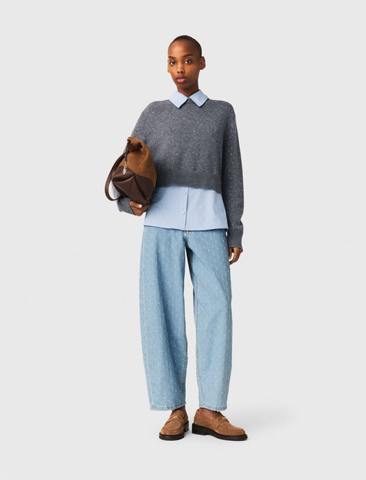 Sweater with removable collar and layer | Maje