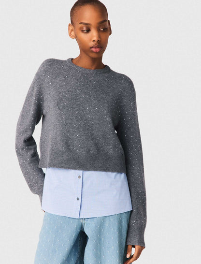 Sweater with removable collar and layer | Maje