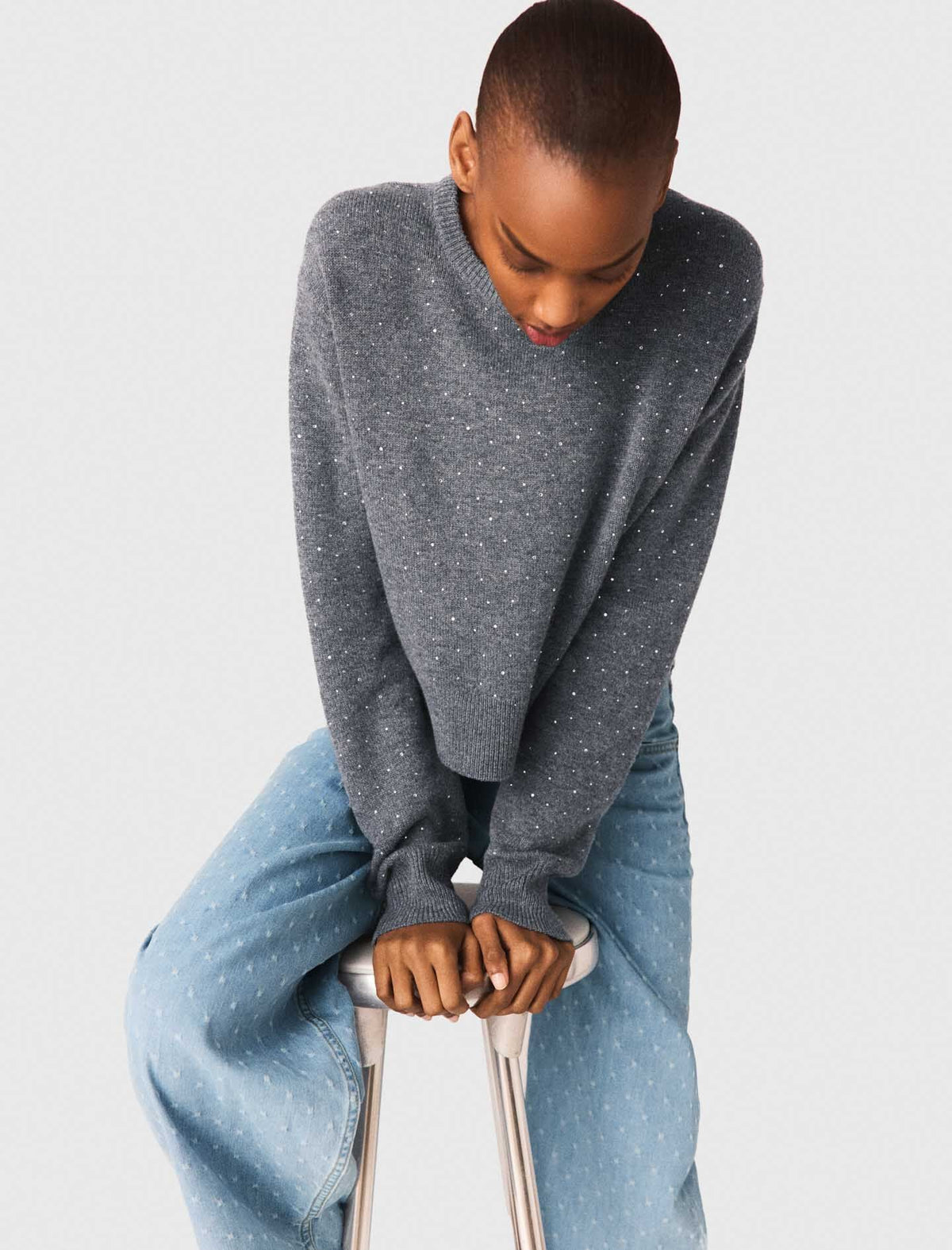 Sweater with removable collar and layer | Maje