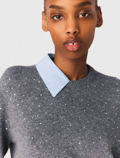 Sweater with removable collar and layer | Maje